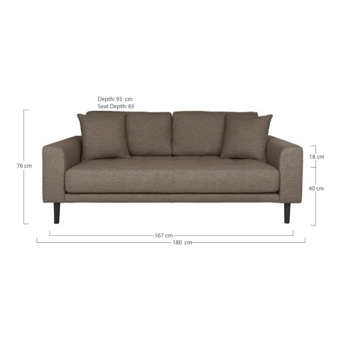 Sofa Lido 2,5 brązowa/ nogi czarne ( Rozmiar: uniwersalny )
