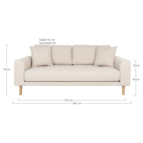 Sofa Lido 2,5 piaskowa/ nogi naturalne ( Rozmiar: uniwersalny )
