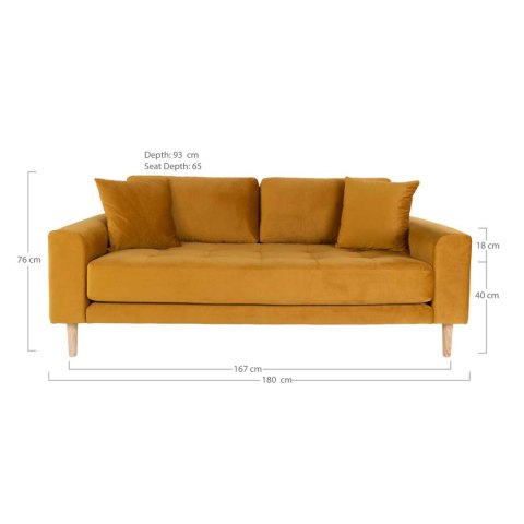 Sofa Lido 2,5 żółta/ nogi naturalne ( Rozmiar: uniwersalny )
