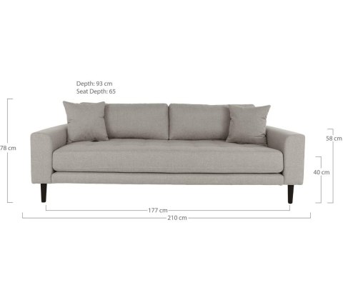 Sofa Lido 3 beżowa ciemna/ nogi czarne ( Rozmiar: uniwersalny )