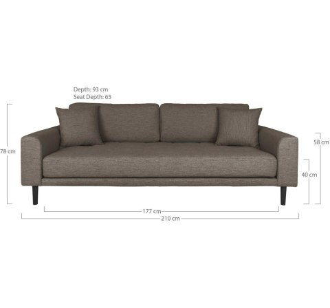 Sofa Lido 3 brązowa/ nogi czarne ( Rozmiar: uniwersalny )