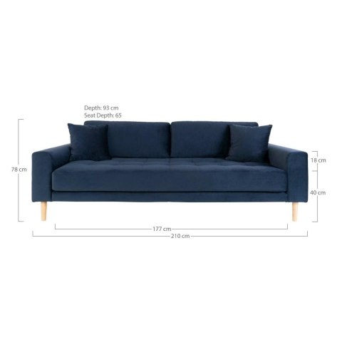 Sofa Lido 3 granatowa/ nogi naturalne ( Rozmiar: uniwersalny )