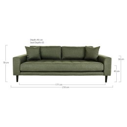 Sofa Lido 3 oliwkowa zieleń/ nogi czarne ( Rozmiar: uniwersalny )