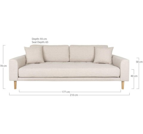 Sofa Lido 3 piaskowa/ nogi naturalne ( Rozmiar: uniwersalny )