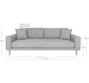 Sofa Lido 3 szara jasna/ nogi naturalne ( Rozmiar: uniwersalny )