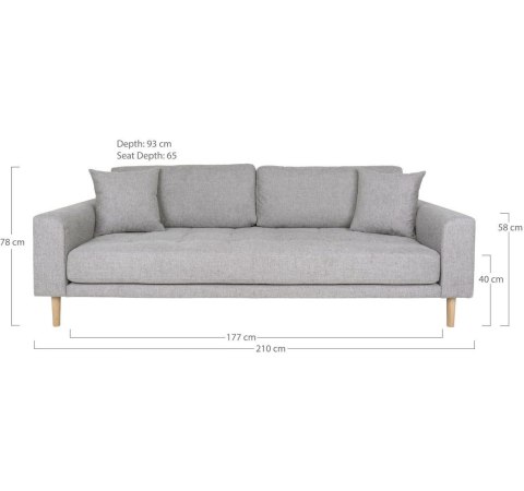 Sofa Lido 3 szara jasna/ nogi naturalne ( Rozmiar: uniwersalny )