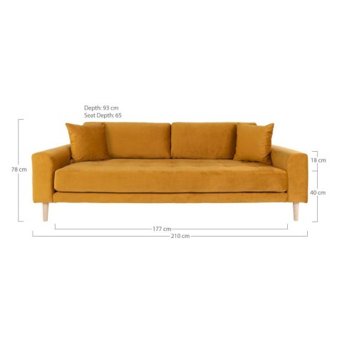 Sofa Lido 3 żółta/ nogi naturalne ( Rozmiar: uniwersalny )