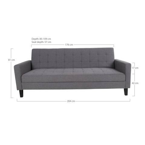 Sofa rozkładana Milton szara ciemna/ czarne nogi ( Rozmiar: uniwersalny )