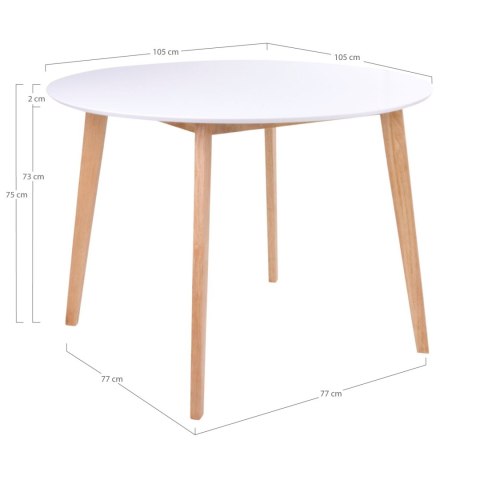 Stół Vojens 105cm biały/naturalny ( Rozmiar: uniwersalny )