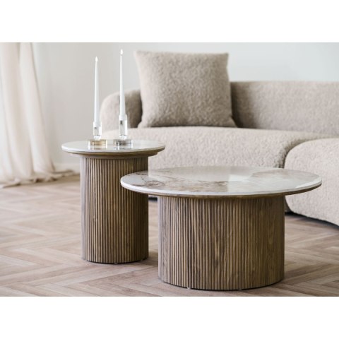 Stolik kawowy Athens ceramiczny Blat, biały/brązowy 80x40 cm ( Rozmiar: uniwersalny )