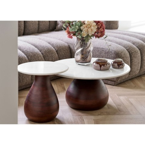 Stolik kawowy Heide drewno mango/marmur 40x41 cm ( Rozmiar: uniwersalny )