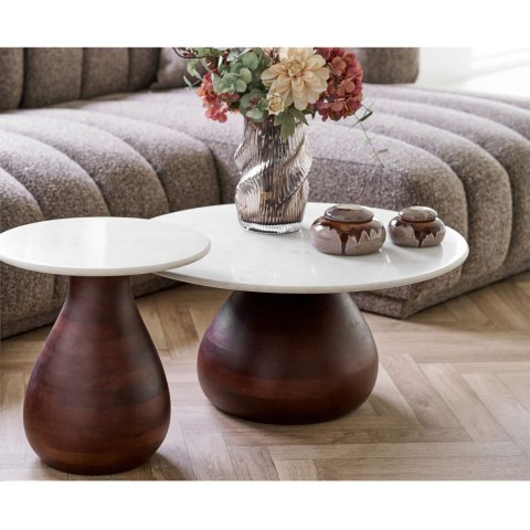 Stolik kawowy Heide drewno mango/marmur, 70x35 cm ( Rozmiar: uniwersalny )