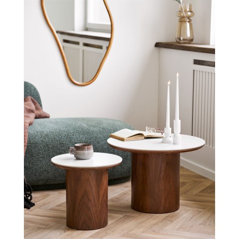 Stolik kawowy Noli blat ceramiczny/fornir jesionowy 40x38 cm ( Rozmiar: uniwersalny )