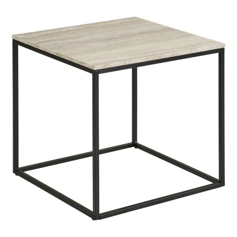 Stolik kawowy Vita imitacja trawertynu, czarna stal 45x45x45 cm ( Rozmiar: uniwersalny )