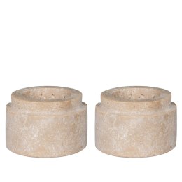 Zestaw 2 świeczników na Tealight Trawertyn ( Rozmiar: uniwersalny )