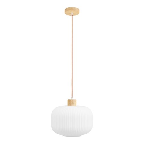 Lampa wisząca Argalo szkło/drewno, biała, 30 cm ( Rozmiar: uniwersalny )