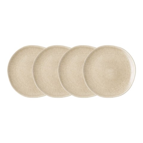 Zestaw 4 talerzy obiadowy Viola ceramiczne, beżowe 21 cm ( Rozmiar: uniwersalny )