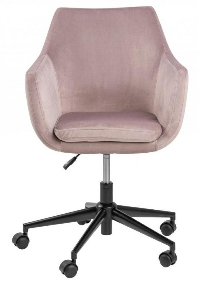 Fotel biurowy na kółkach różowy welur glamour