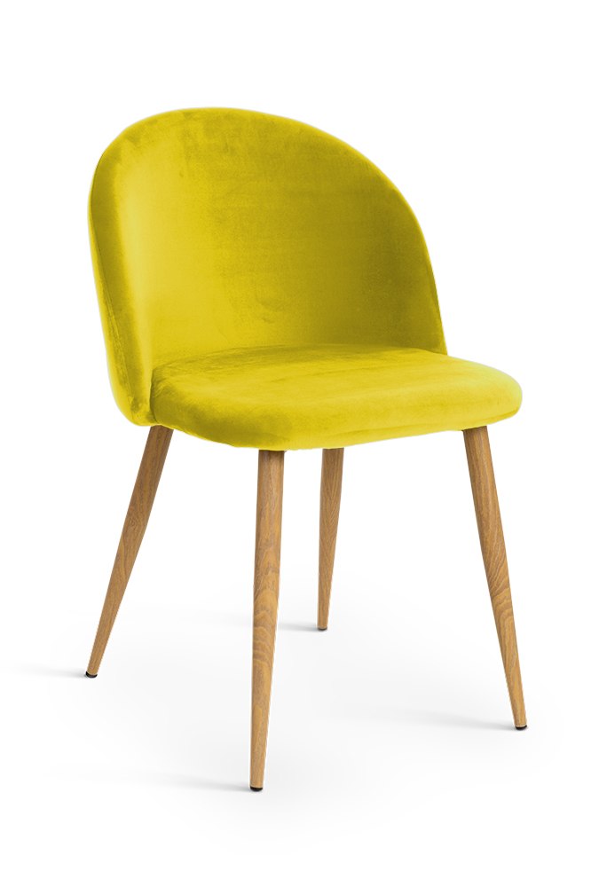 Krzesło SONG aksamit żółty, noga dąb