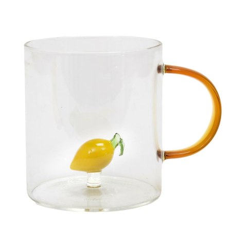 Kubek szklany 300 ml Cytryna z figurką i uchem do herbaty ( Rozmiar: uniwersalny )