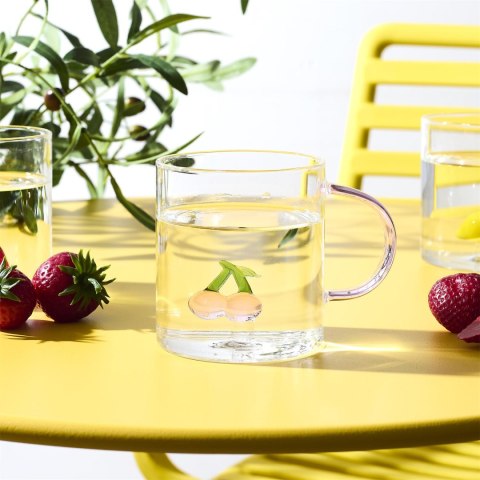 Kubek szklany 300 ml Cytryna z figurką i uchem do herbaty ( Rozmiar: uniwersalny )