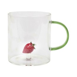 Kubek szklany 300 ml Truskawka z figurką i uchem do napojów ( Rozmiar: uniwersalny )