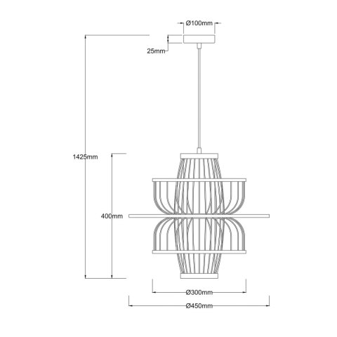 Rattanowa lampa wisząca Astra czarna 1xE27