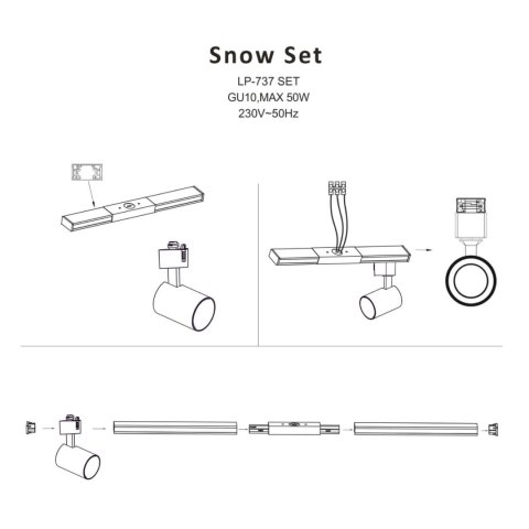 Zestaw oświetlenia szynowego Snow SET 1F biały 4xGU10