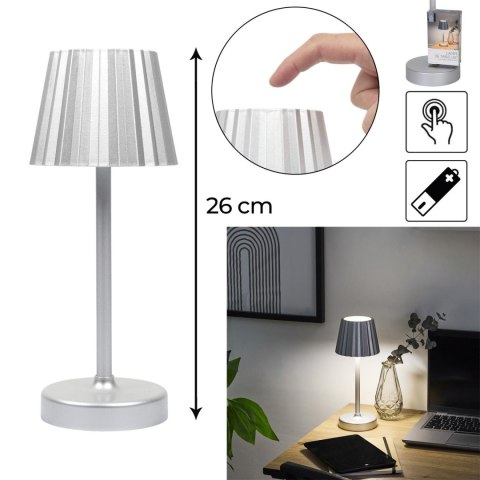 Lampka nocna Blanca LED srebrna dotykowa do sypialni na baterie ( Rozmiar: uniwersalny )