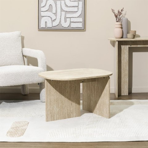 Stolik kawowy Umor owalny 72x53 cm nowoczesny trawertynowy ( Rozmiar: uniwersalny )