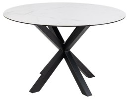 Stół okrągły Heaven Akranes Actona ceramiczny biały marmur z czarnymi nogami 120 cm nierozkładany ( Rozmiar: uniwersalny )