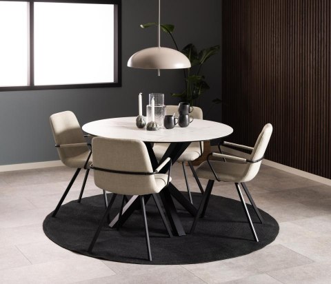 Stół okrągły Heaven Akranes Actona ceramiczny biały marmur z czarnymi nogami 120 cm nierozkładany ( Rozmiar: uniwersalny )