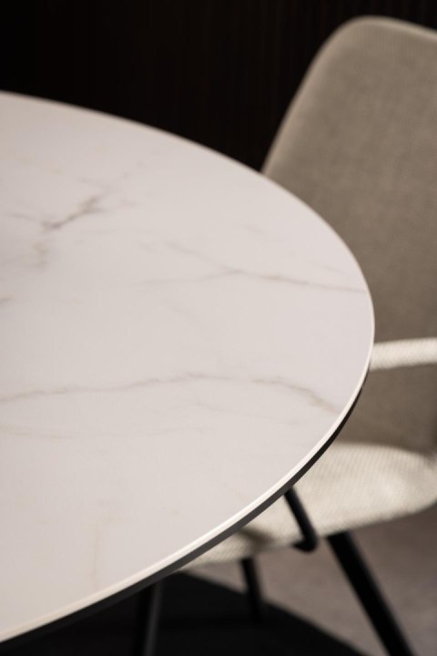 Stół okrągły Heaven Akranes Actona ceramiczny biały marmur z czarnymi nogami 120 cm nierozkładany ( Rozmiar: uniwersalny )