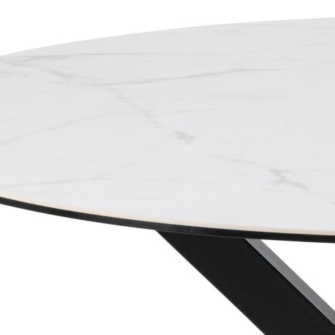 Stół okrągły Heaven Akranes Actona ceramiczny biały marmur z czarnymi nogami 120 cm nierozkładany ( Rozmiar: uniwersalny )