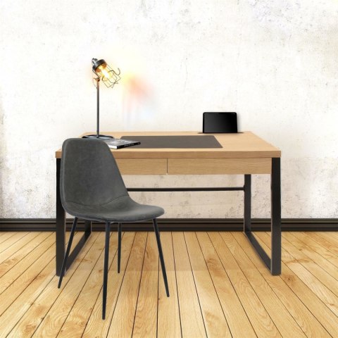 Biurko industrialne Intesi Dolem MDF metal naturalny dąb czarne z szufladą 100x50 cm ( Rozmiar: uniwersalny )