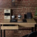 Biurko industrialne Intesi Dolem MDF metal naturalny dąb czarne z szufladą 100x50 cm ( Rozmiar: uniwersalny )
