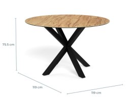 Stół Heaven 119 cm okrągły ceramika dąb/ czarny ( Rozmiar: uniwersalny )