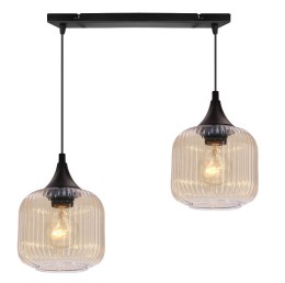 ESTAS lampa wisząca czarny 2x40W E27 klosz bursztynowy