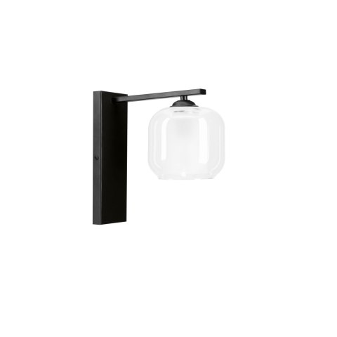 ESTIMA lampa kinkiet czarny 1x40W E27 klosz bezbarwny+piaskowany