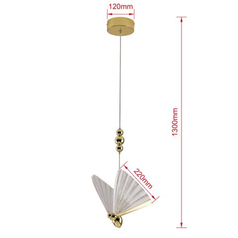 Lampa wisząca Mariposa 1 złota LED CCT