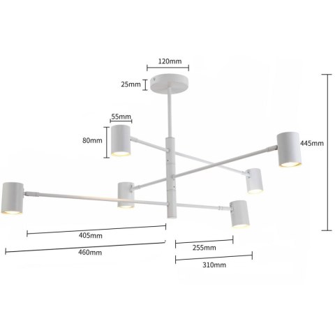 Lampa wisząca Snow 6 biała 6xGU10