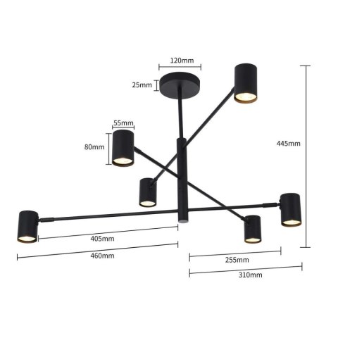 Lampa wisząca Snow 6 czarna 6xGU10