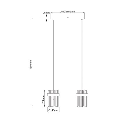 Lampa wisząca złota kryształowa Vetro złota 2xE14