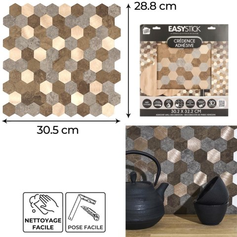Panel winylowy samoprzylepny na ścianę Easy Stick brązowa mozaika do kuchni łazienki ( Rozmiar: uniwersalny )