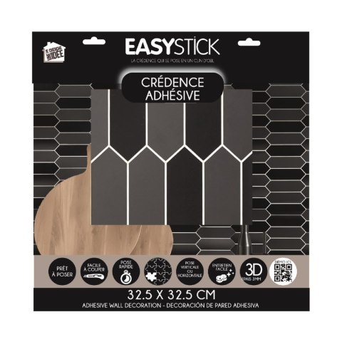 Panele samoprzylepne na ścianę Easy Stick czarny heksagon do kuchni i łazienki ( Rozmiar: uniwersalny )
