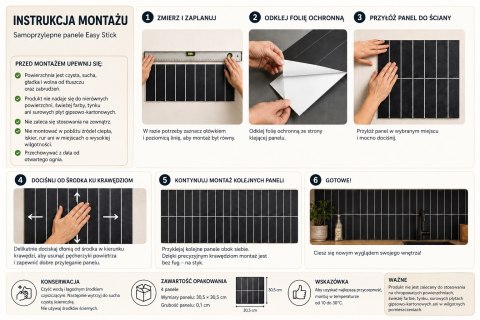 Panele samoprzylepne na ścianę Easy Stick czarny heksagon do kuchni i łazienki ( Rozmiar: uniwersalny )