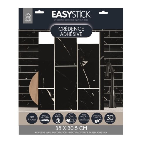 Panele samoprzylepne na ścianę Easy Stick czarny marmur do kuchni i łazienki ( Rozmiar: uniwersalny )
