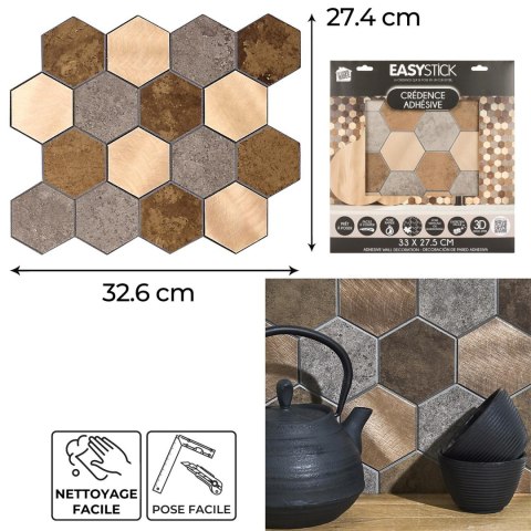 Panele samoprzylepne na ścianę Easy Stick heksagon brązowy do kuchni i łazienki ( Rozmiar: uniwersalny )