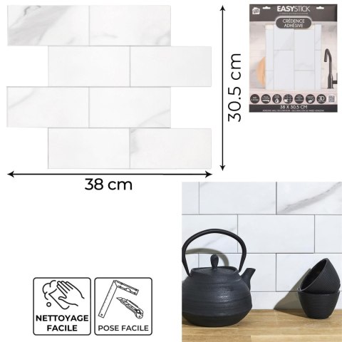Panele samoprzylepne na ścianę Easy Stick marmur biały do kuchni i łazienki ( Rozmiar: uniwersalny )