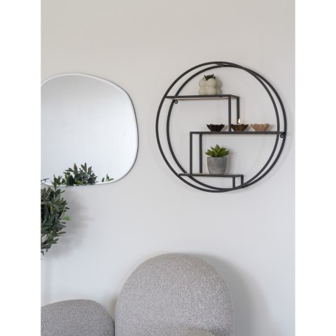 Półka ścienna Rotterdam czarna loftowa do salonu okrągła 62 cm ( Rozmiar: uniwersalny )